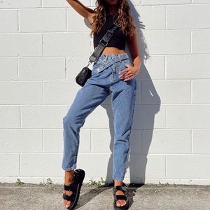 PrincessPolly SweetestThing Cross Over Denim Jeans